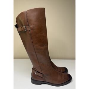 ECCO Sartorelle 25 Tall Buckle Boots Womens 11 Brown Leather Side Zip Full Lined